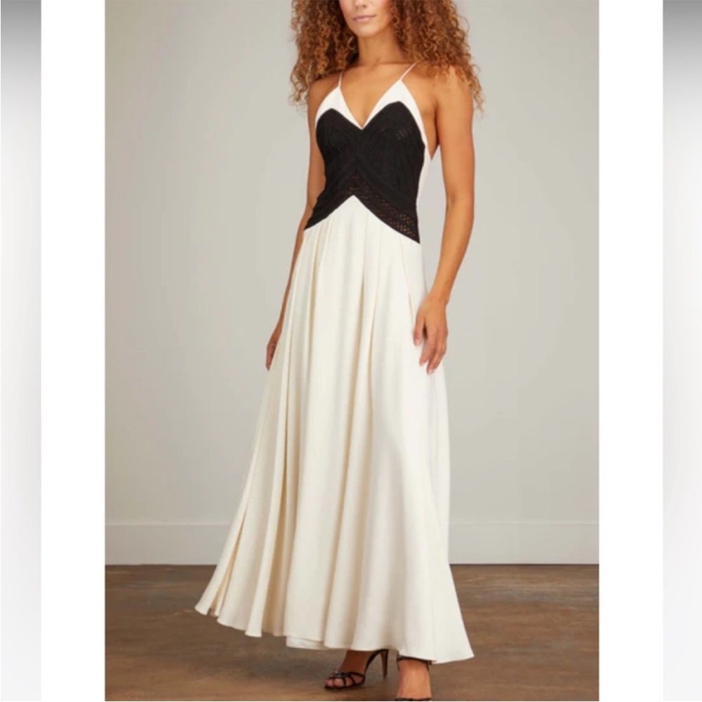 Minuit Contrast Corset Bodice Robe Longue Dress Size 4 / FR 36 NEW - Picture 2 of 5